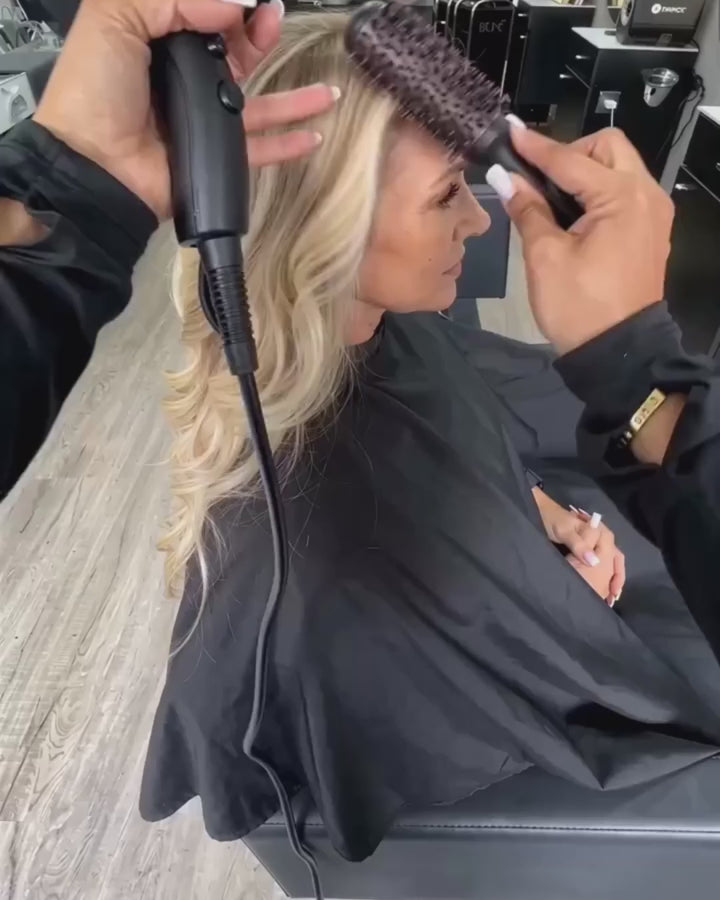 Hair service filmed from the stylist's point of view