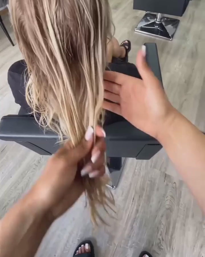 Blowout filmed from the stylist's point of view
